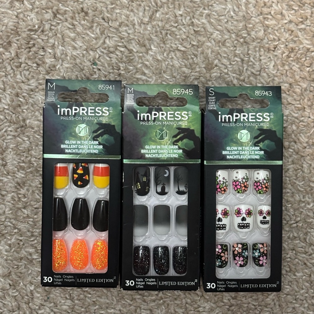 Impress Press on Nails Halloween Glow in the Dark Candy Corn, Day of the Dead